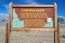Interpretive sign about the 1983 Borah Peak earthquake